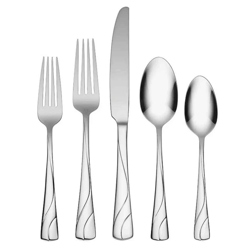Serving Fork & Serving Spoon NEW Oneida RIVER Pattern Flatware Set